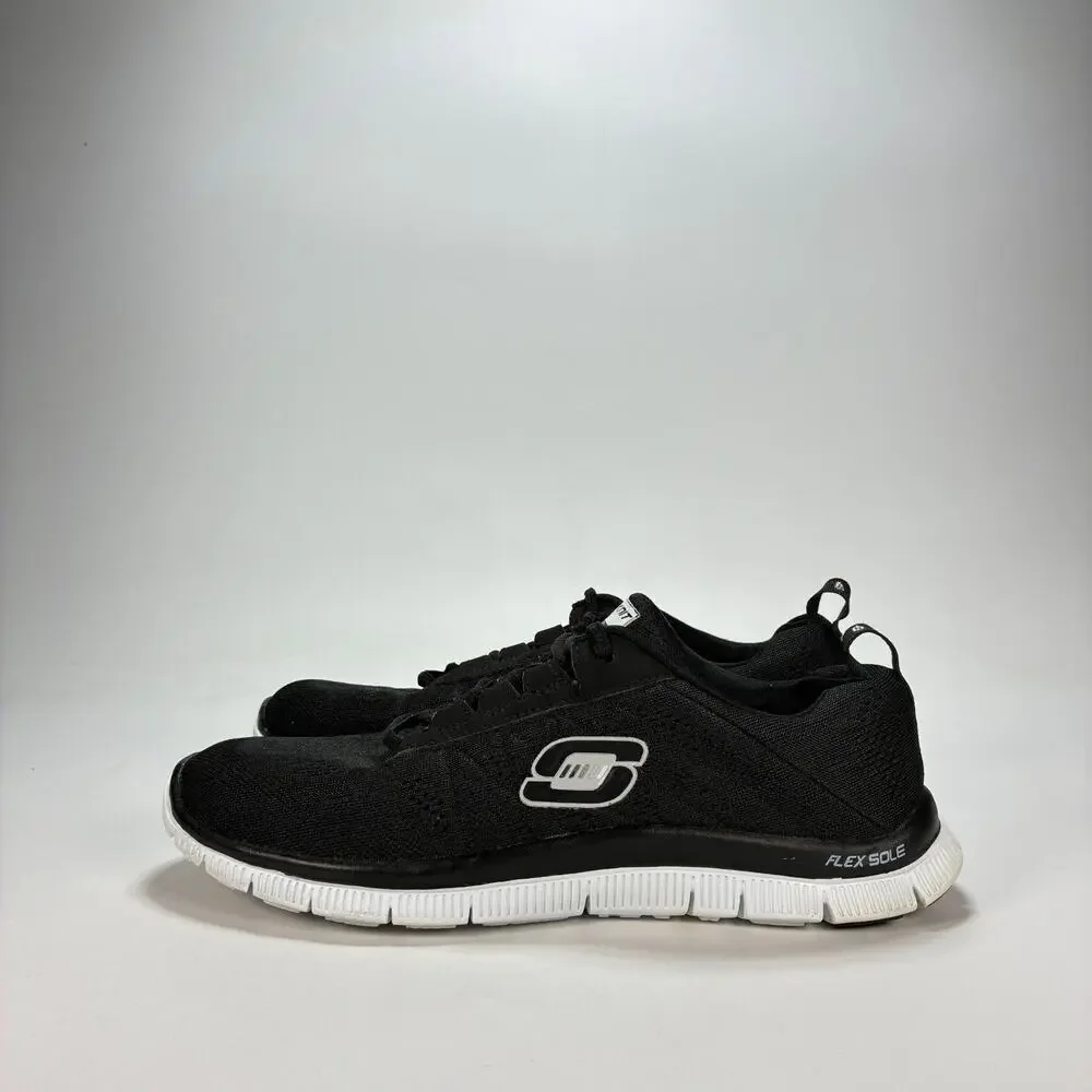Skechers Flex Appeal Sweet Spot Black White Training Shoes 11729 Womens Size 8.5